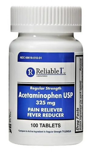 Reliable-1 Acetaminophen USP 325mg 100 Tablets