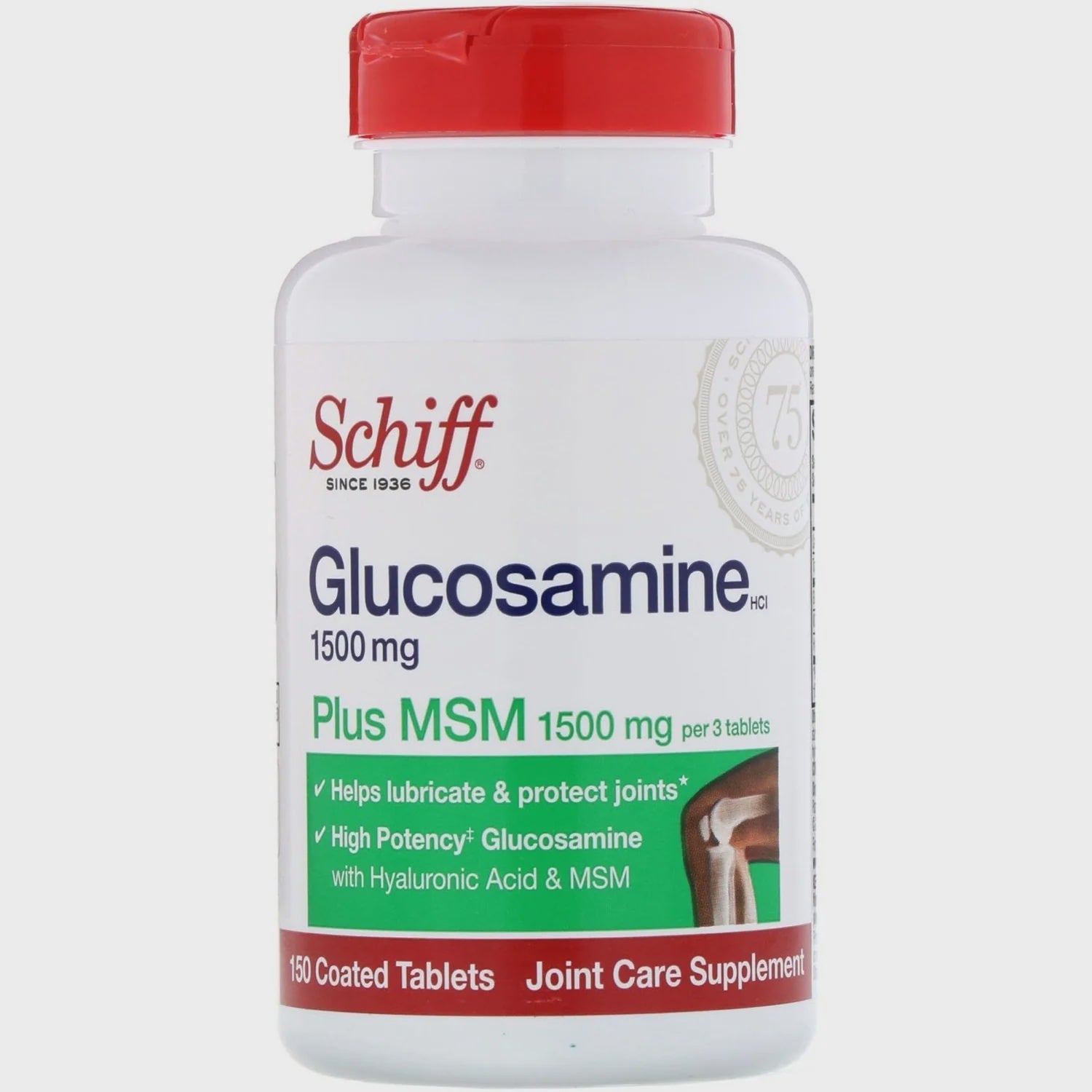 Schiff Glucosamine 1500mg Plus MSM Joint Care Cotaed Tablets