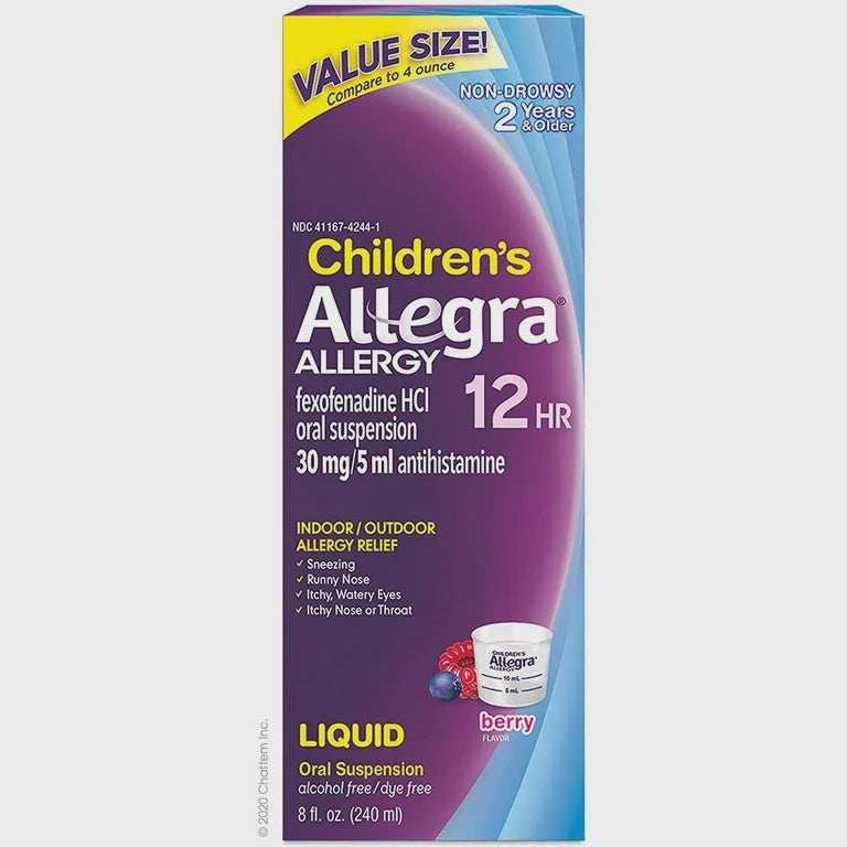 Allegra Childrens 12 Hour Allergy Relief Oral Suspension Liquid, Berry - 4 Oz