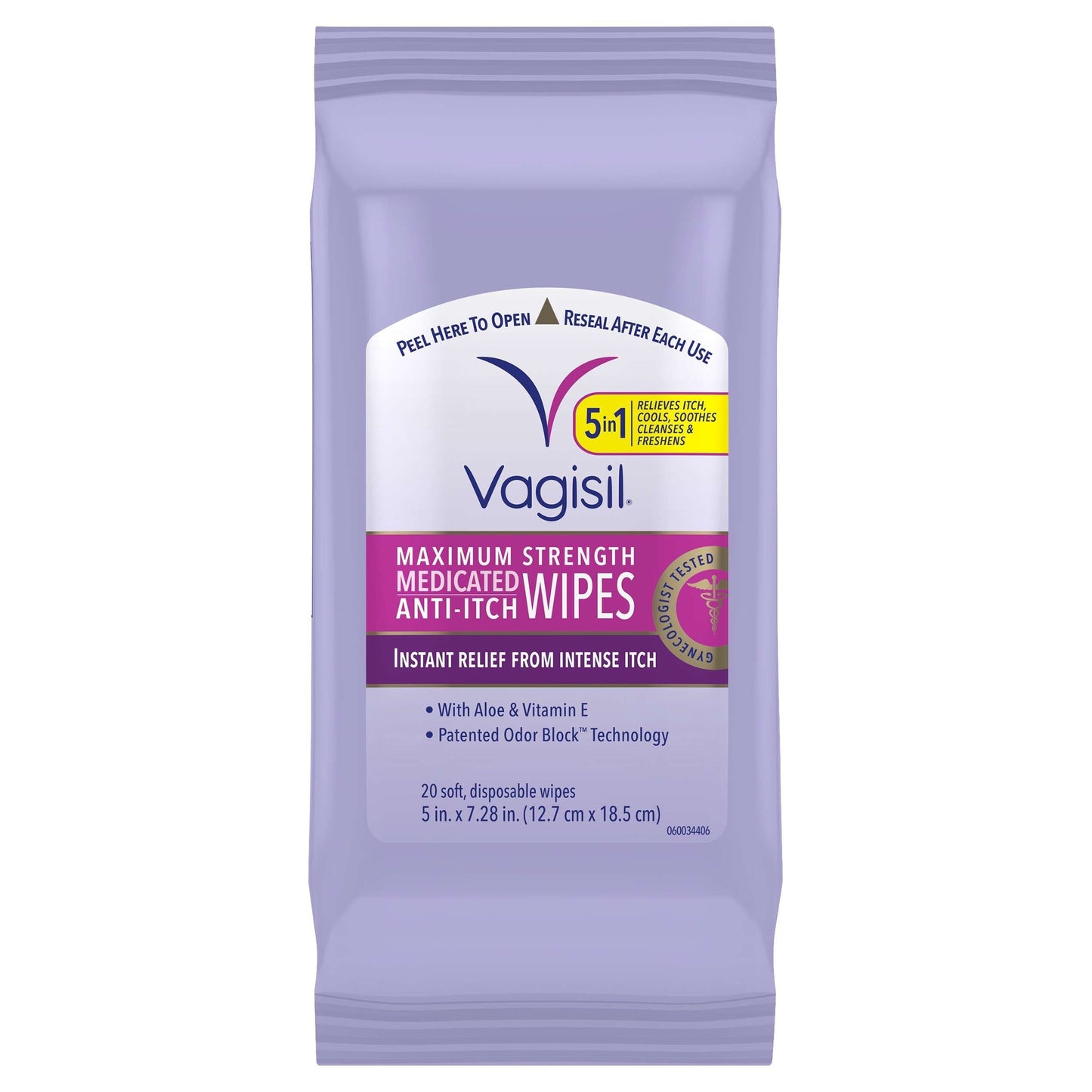 VAGISIL ANTI-ITCH MEDICATED WIPES 20 CT