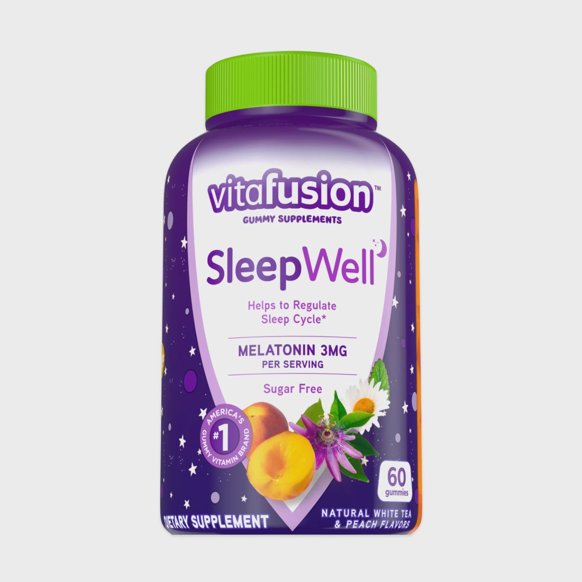 Vitafusion SleepWell Gummy Sleep Aid for Adults, White Tea & Passion Fruit - 60 count bottle