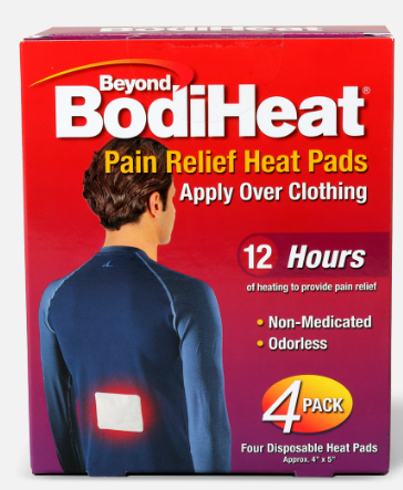 Beyond Bodiheat Pain Relief Heat Pads Apply Over Clothing 12hours 4 pack