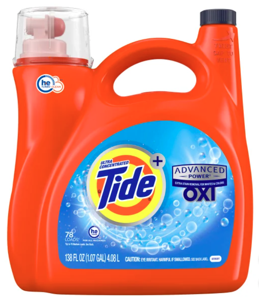 Tide Plus with Oxi Liquid Laundry Detergent, Original,138 fl oz