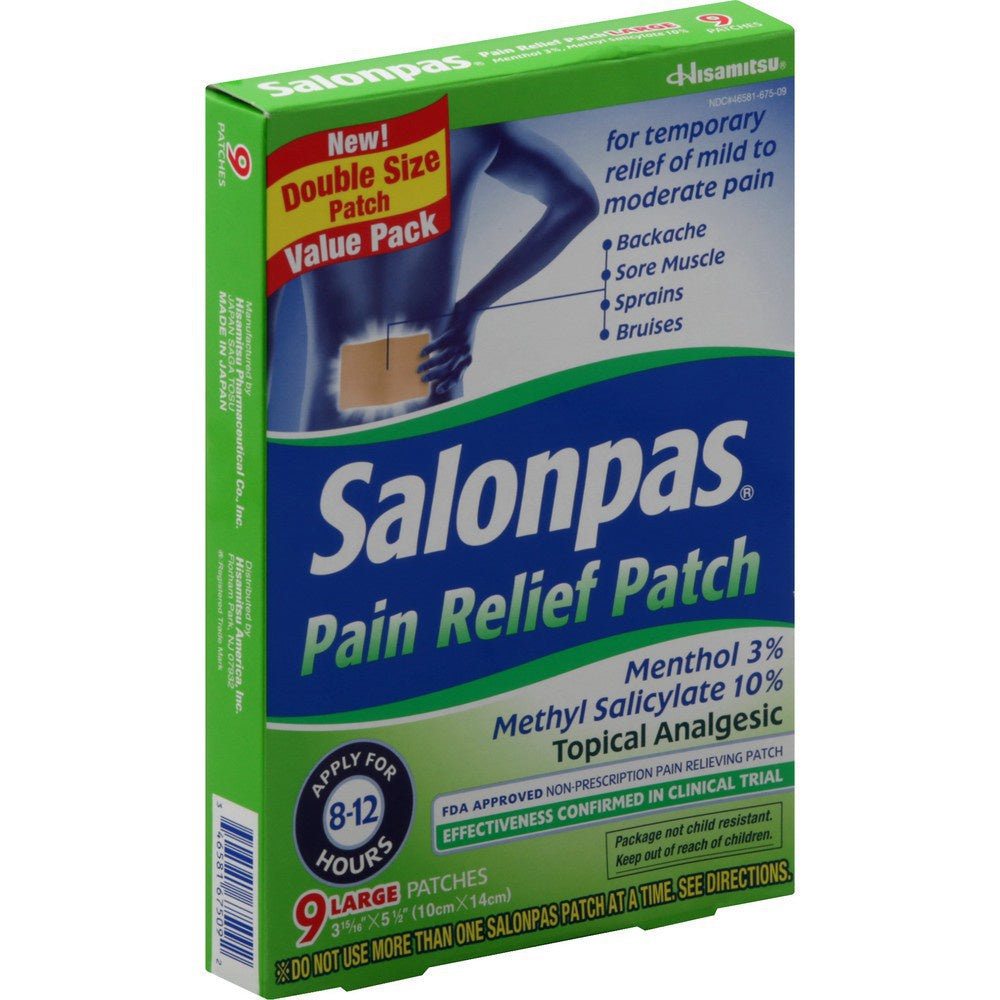 SALONPAS PAIN RELIEF PATCH LARGE 9 CT