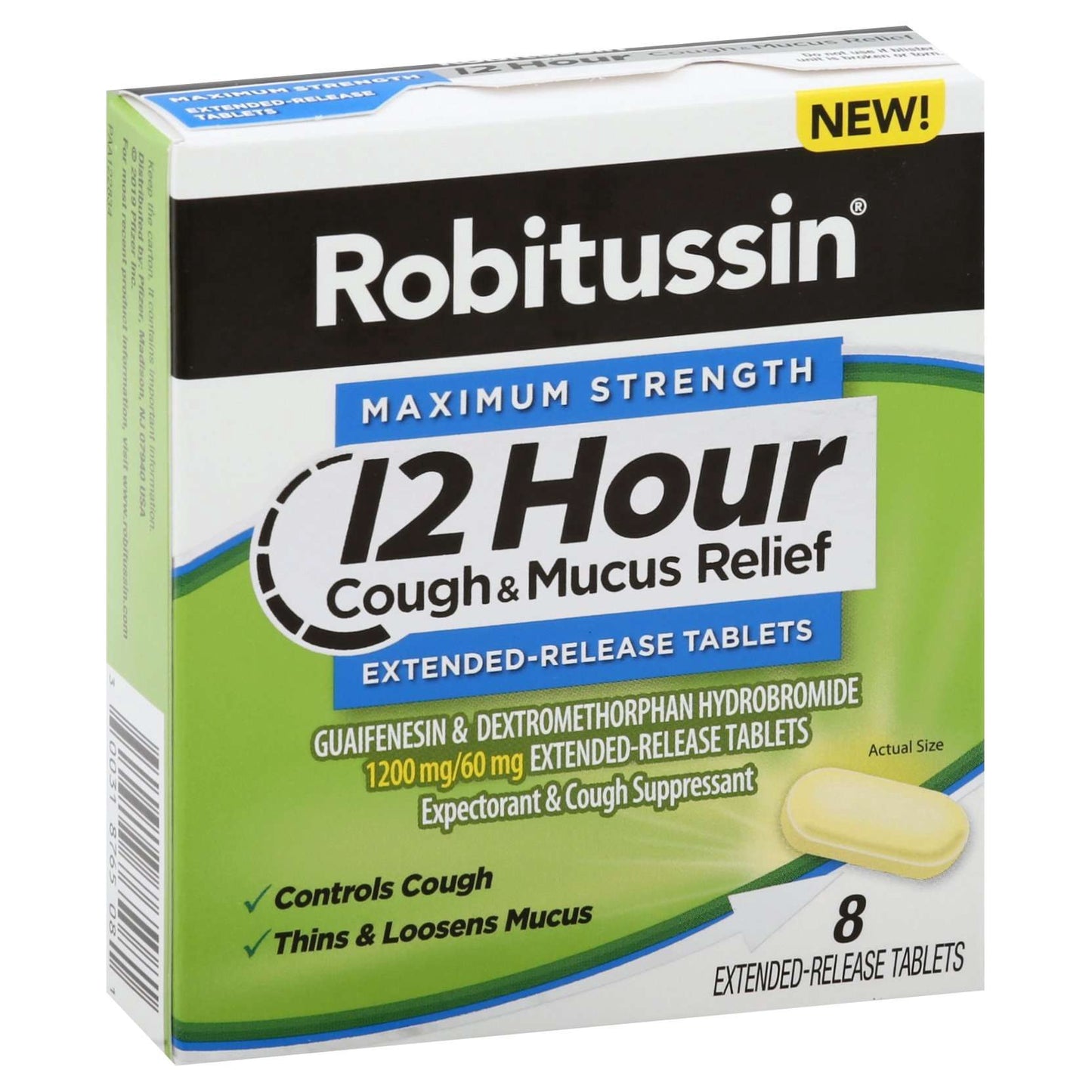 ROBITUSSIN 12 HOUR COUGH & MUCUS RELIEF EXTENDED-RELEASE TABLETS 8 CT