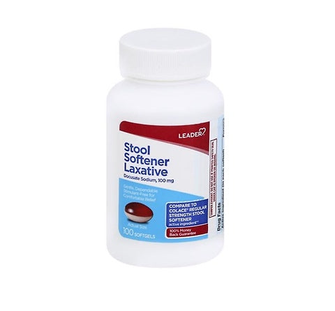 Leader Stool Softener Laxative, Softgels 100 ea