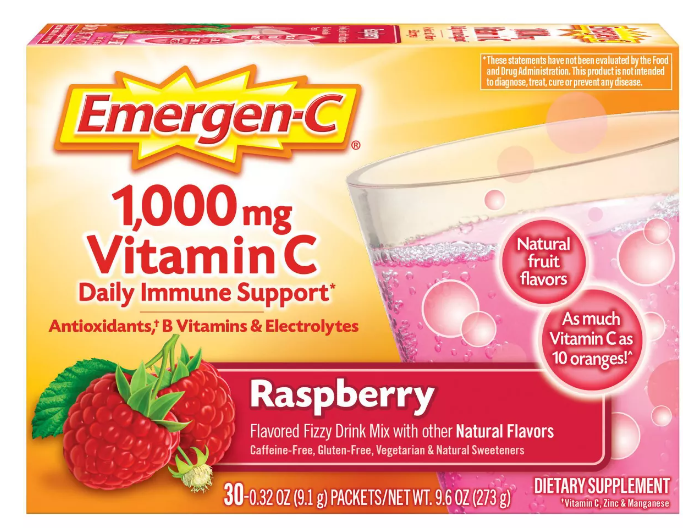 Emergen-C Raspberry Drink Mix - 30 count, 0.32 oz each