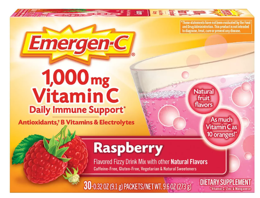 Emergen-C Raspberry Drink Mix - 30 count, 0.32 oz each