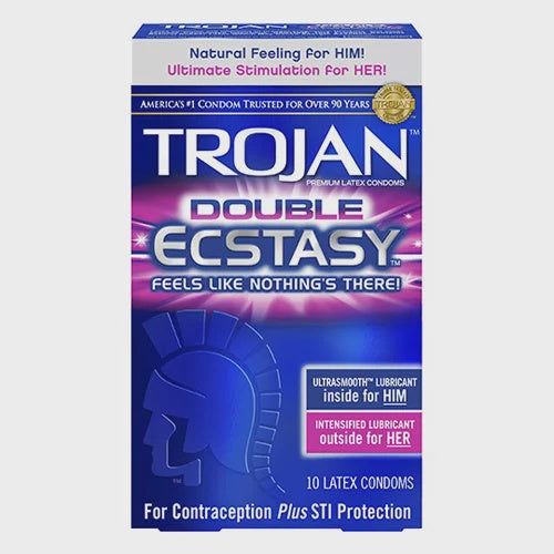Trojan Double Ecstasy Premium Latex Condoms - 10 EA