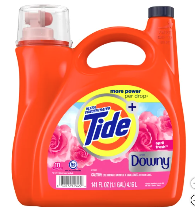 Tide Plus Downy Liquid Laundry Detergent, April Fresh, 111 Loads, 141 fl oz