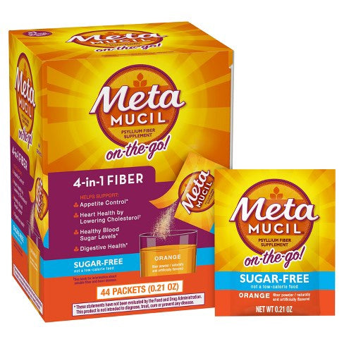 Metamucil Psyllium 4-in-1 Fiber Supplement Sugar Free - Orange - 44ct