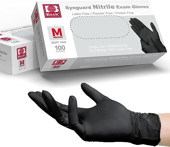 1045 Basic Synguard Nitrile Exam Gloves (Median) 100BLACK