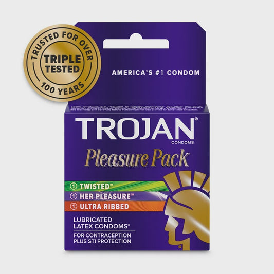 Trojan Pleasure Variety Pack Lubricated Condoms 3 Count