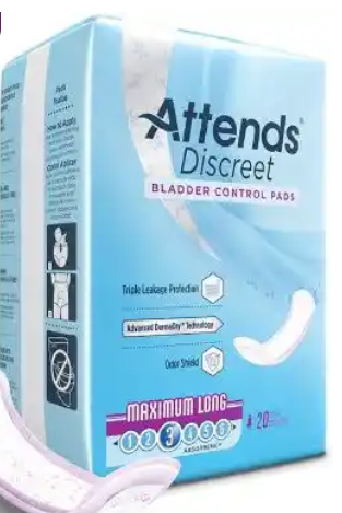 Attends Discreet; BLADDER CONTROL PADS MAXIMUM LONG 3, 20 COUNTS
