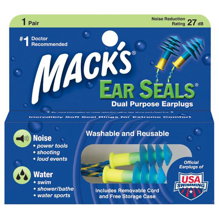 Macks Ear Seals Dual Purpose Earplugs Seal in Comfort and Seal Out Noise/Water - 1 Pair, 2 Pack