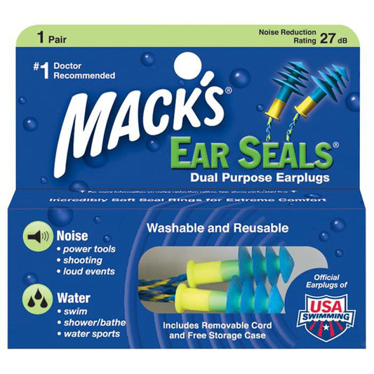 Macks Ear Seals Dual Purpose Earplugs Seal in Comfort and Seal Out Noise/Water - 1 Pair, 2 Pack