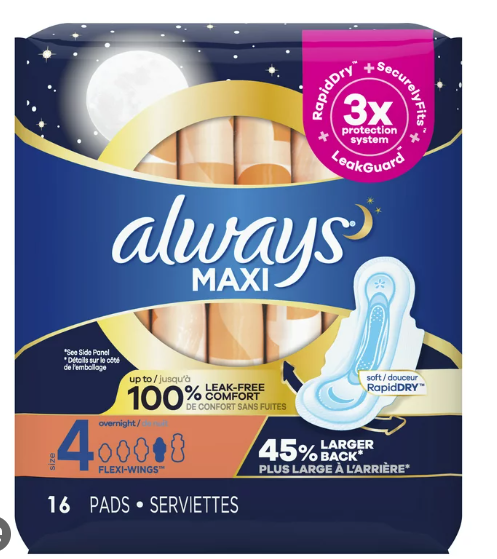 ALWAYS MAXI SIZE 4 16 PADS SERVIETTES