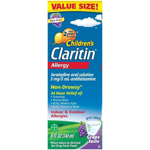 Children's Claritin Loratadine Allergy Relief 24 Hour Non-drowsy Grape Liquid - 8 Fl Oz