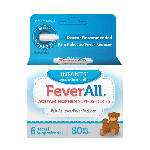 FeverAll Infants' Acetaminophen Suppositories, 80 mg - 6 ea.