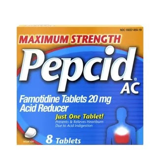 Pepcid AC, Maximum Strength Famotidine Tablets 20mg (8 Tablets)