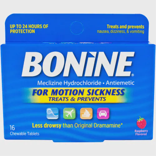 BONINE MOTION SICKNESS ADULT RASPBERRY CHEWABLES 8 CT
