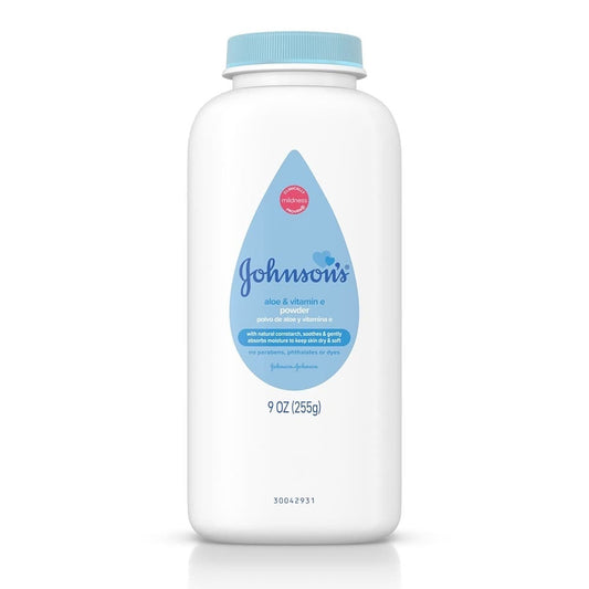 Johnson's Baby Powder, Pure Cornstarch with Soothing Aloe & Vitamin E - 9 oz bottle