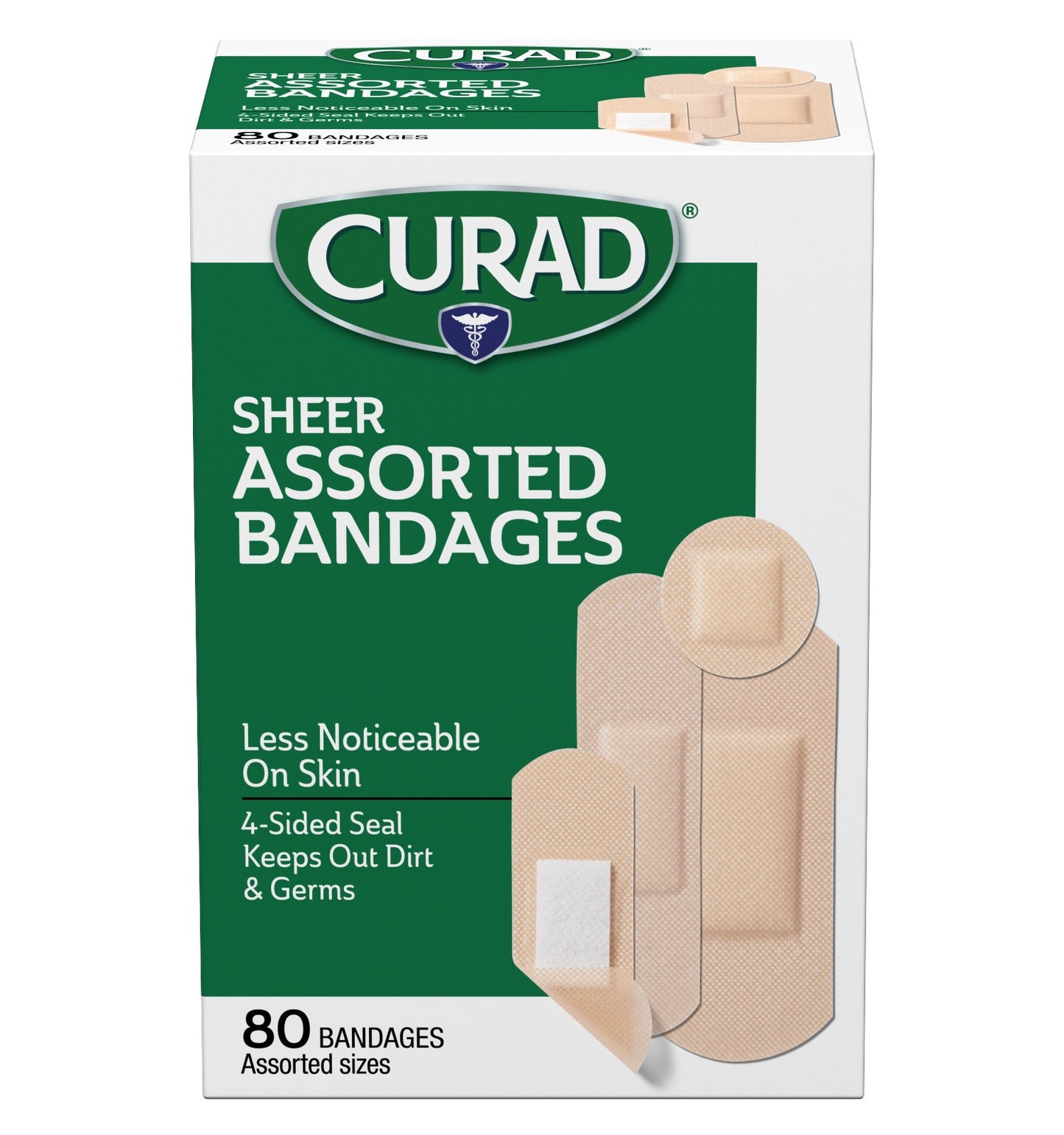 Curad Sheer 4-Sided Seal Assorted Bandages, 80 Count