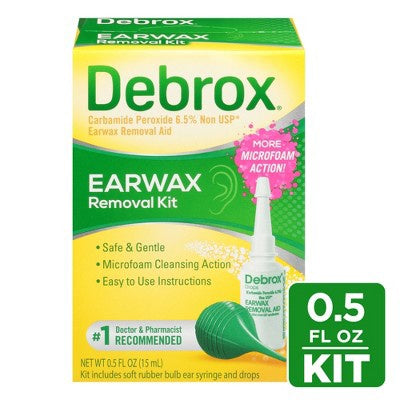 Debrox Earwax Removal Kit With Ear Drops & Bulb Ear Syringe - 0.5 Fl Oz