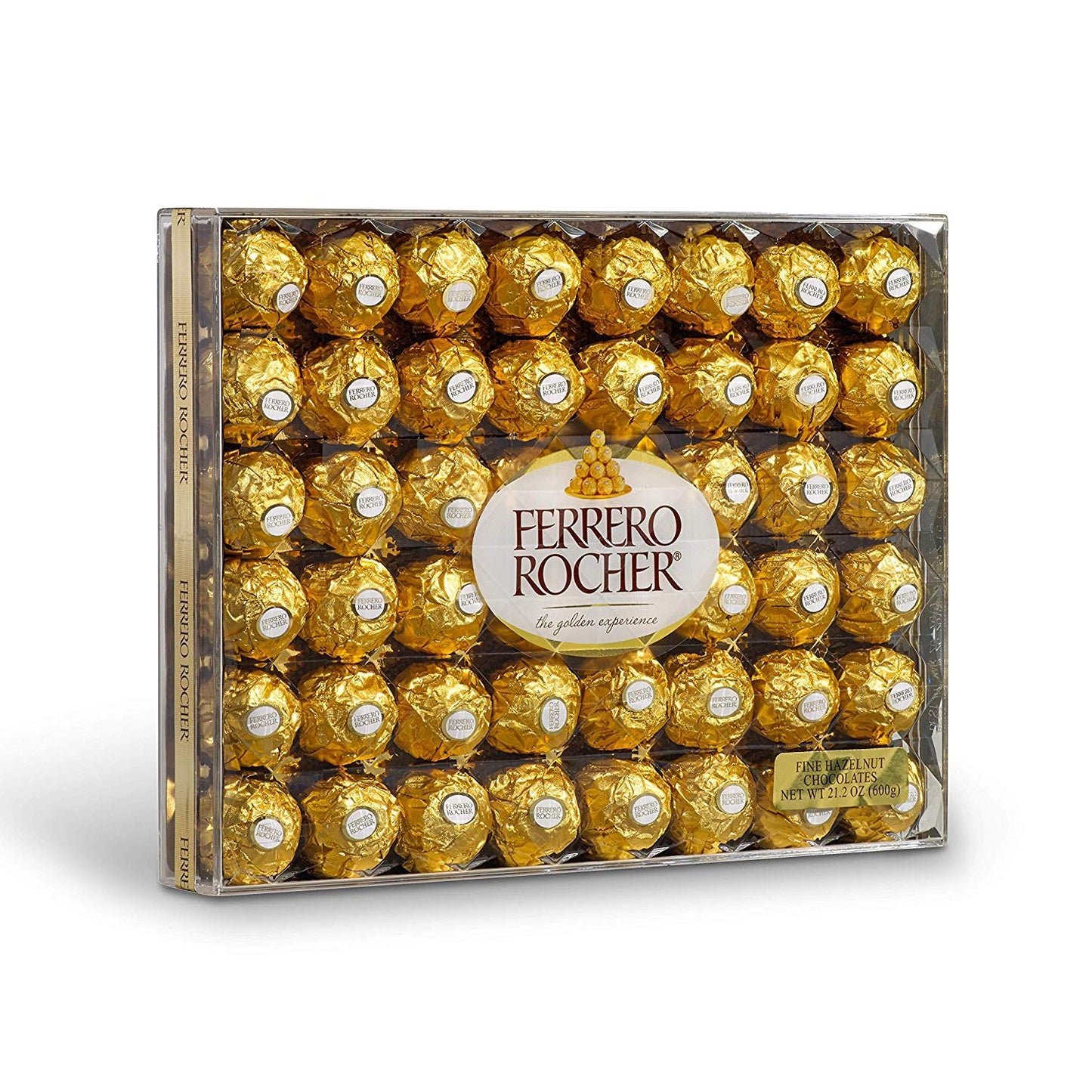 费列罗 Ferrero Rocher Brand Fine Hazelnut Chocolates, Gift Box 21.2 oz (600g) 48 Count Flat