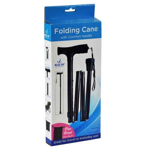 Cane, Folding Blue Jay Black, Pistol Grip, 33" - 37
