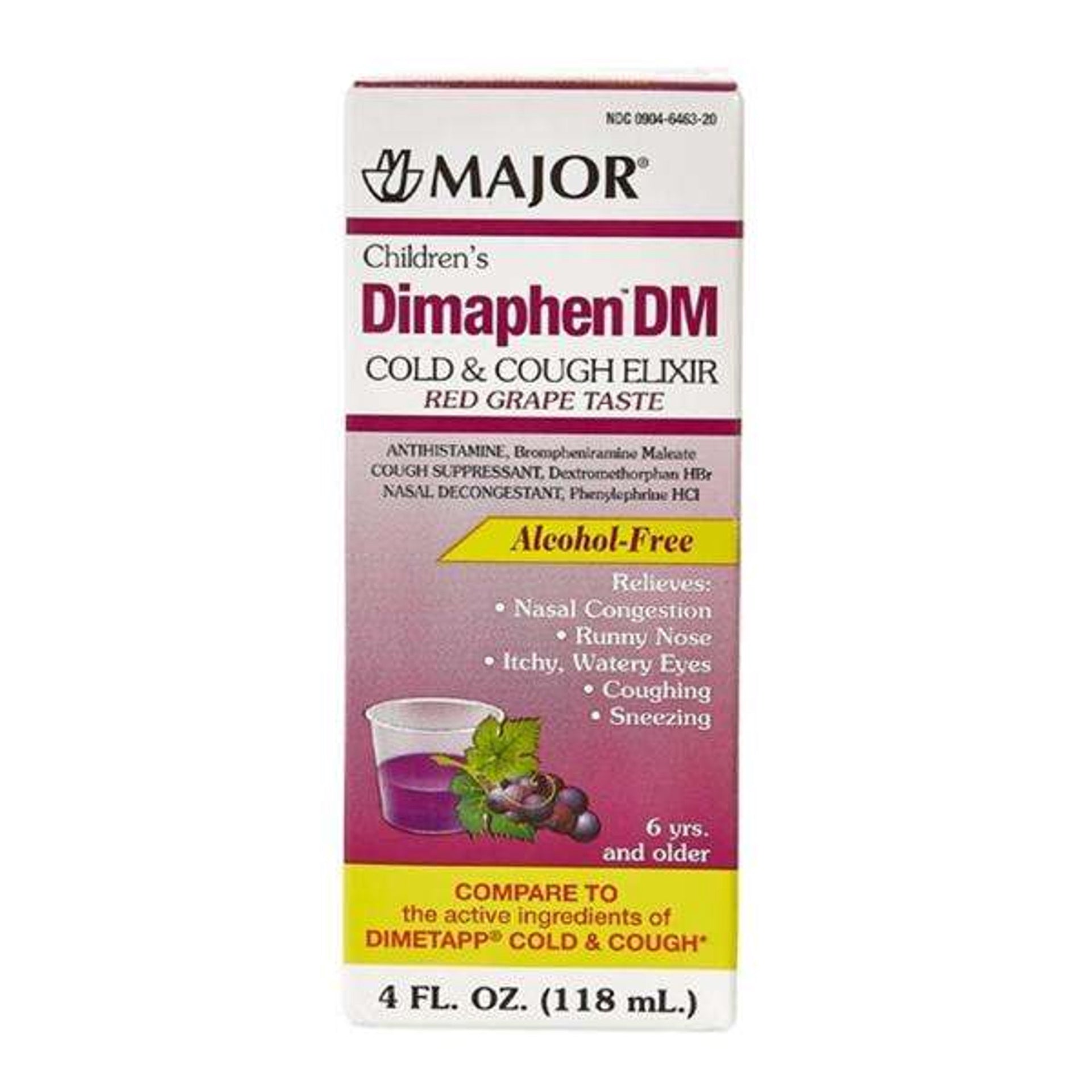 *Major Dimaphen DM Children's Cold and Cough Relief Syrup Red Grape Taste 4 fl ounce