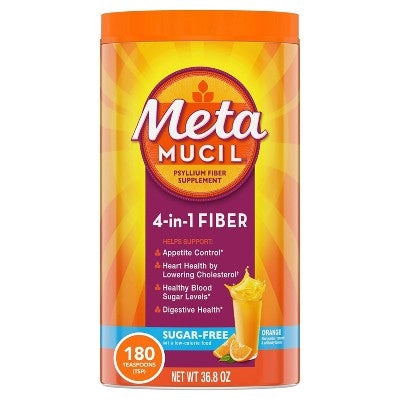 METAMUCIL FIBER SUPPLEMENT POWDER ORANGE SMOOTH SUGAR FREE 180 DOSE , POWDER