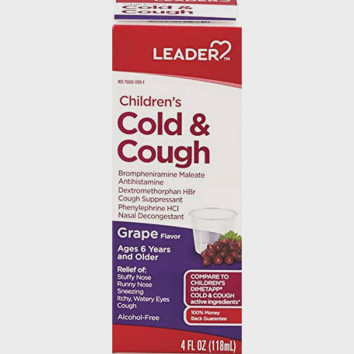 Leader Children's Cold & Cough Liquid, Grape, 4oz