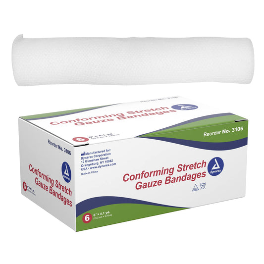 Dynarex Stretch Gauze Bandages, 6" x 4.1 yds, Non-Sterile & Latex-Free