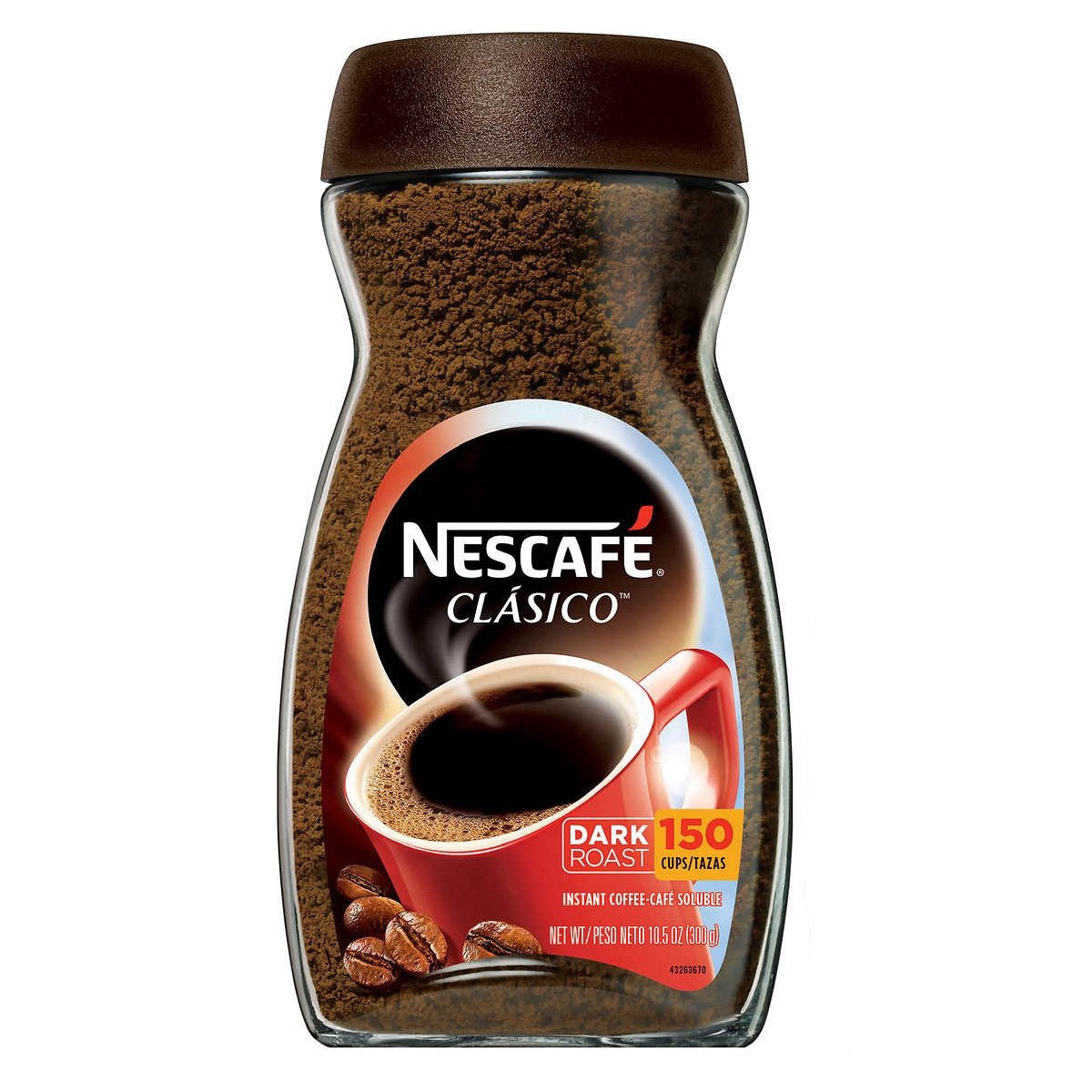 Nescafe Brand Clasico Instant Coffee, Dark Roast, 10.5 oz (300g)