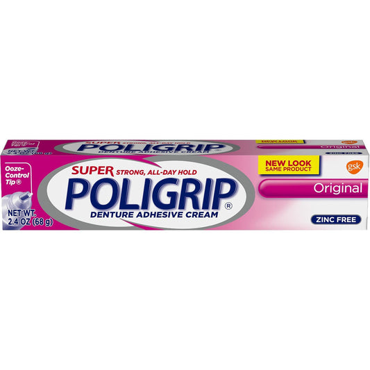 POLIGRIP SUPER DENTURE ADHESIVE CREAM ORIGINAL 2.4 OZ