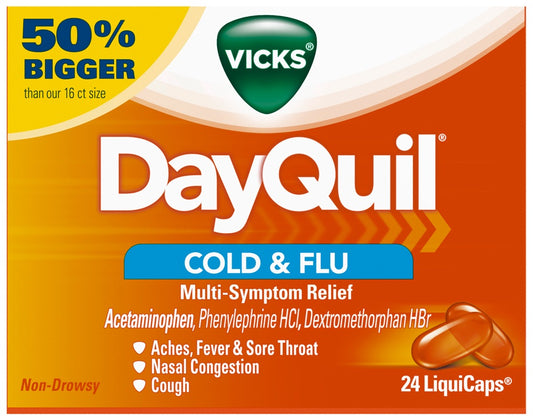Vicks Dayquil Cold & Flu Multi-symptom Medicine Liquicaps - 24ct