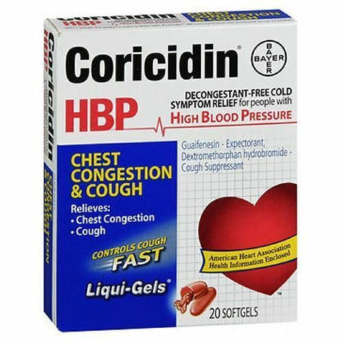 BAYER CORICIDIN HBP CHEST & COUGH 20 SOFTGELS