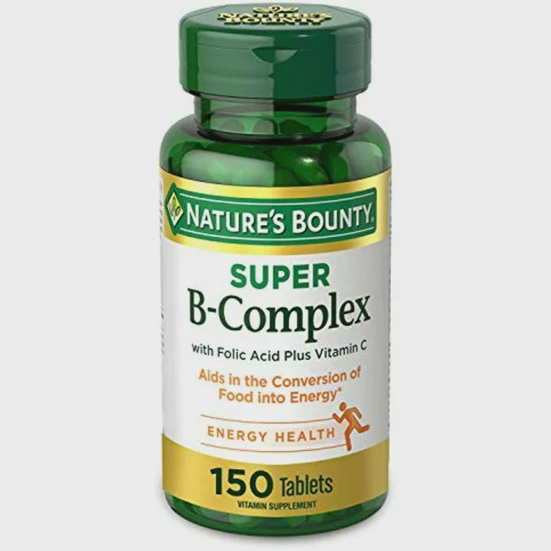 Nature's Bounty SUPER B Complex W/Folic Acid Plus C Tablets 150 Ct
