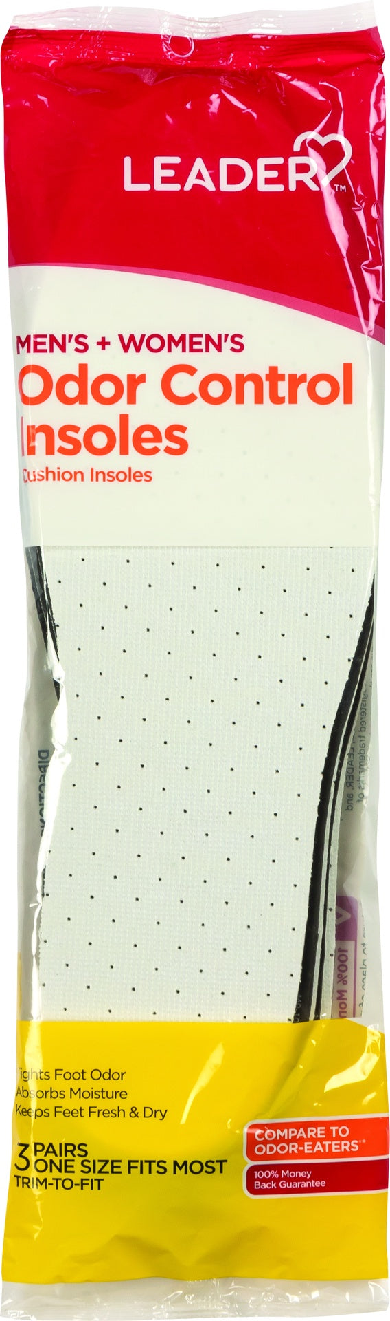 LEADER(TM) INSOLES CUSHION ODOR CONTROL MEN'S & WOMEN'S 3 PR (COMPARE TO ODOR-EATERS)