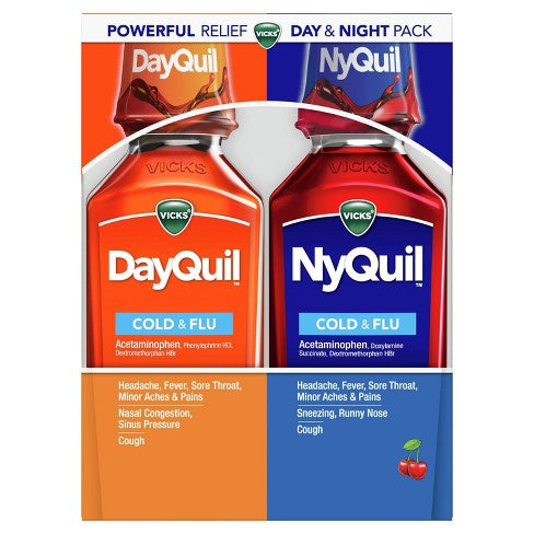 Vicks Ny/Dyquil Cold and Flu Kit 2 Pack 12 oz
