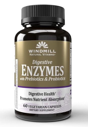 WINDMILL Digestive Enzymes with Prebiotics & Probiotics 60 CAPS