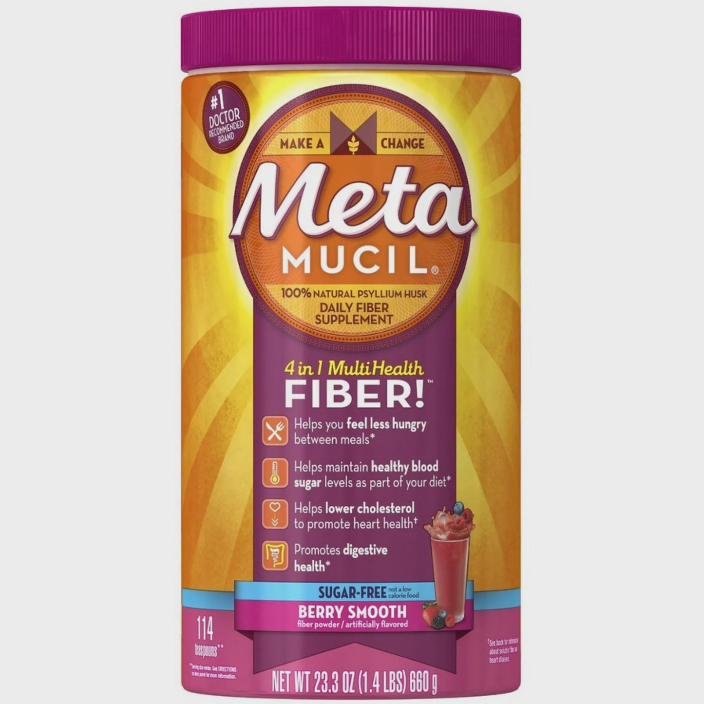 Metamucil Smooth Texture Berry Burst Sugar-Free 114 Each