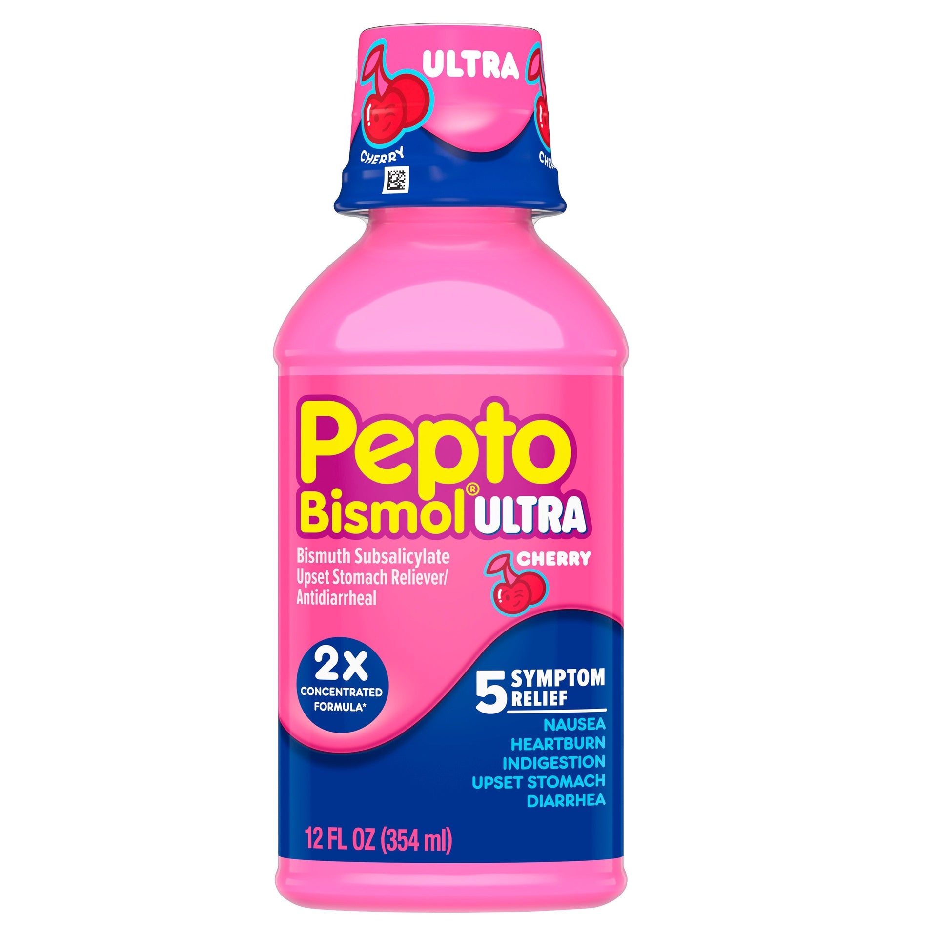 Pepto-Bismol Cherry Max Strength Five Symptom Digestive Relief Liquid, 12 Fluid Ounce