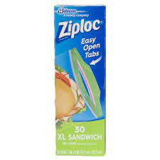 Ziploc Easy Open Tabs Extra Large Sandwich Bag, 30 count