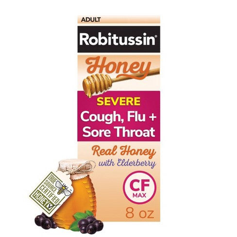Robitussin Daytime Severe Cough, Flu And Sore Throat Syrup - Honey - 8 Fl Oz