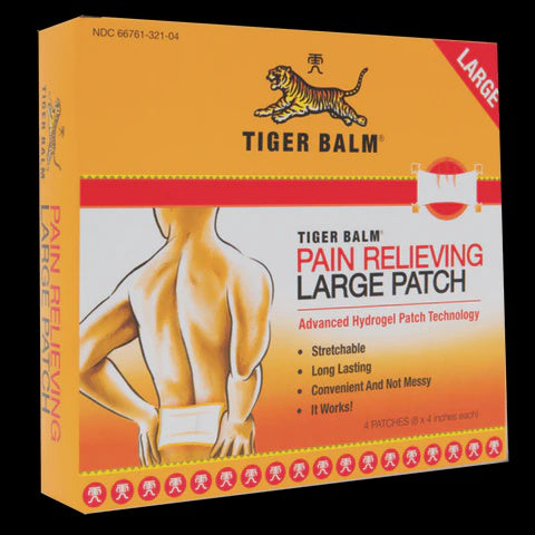 TIGER BALM PAIN RELIEVING PATCH 8IN X 4IN 4 CT