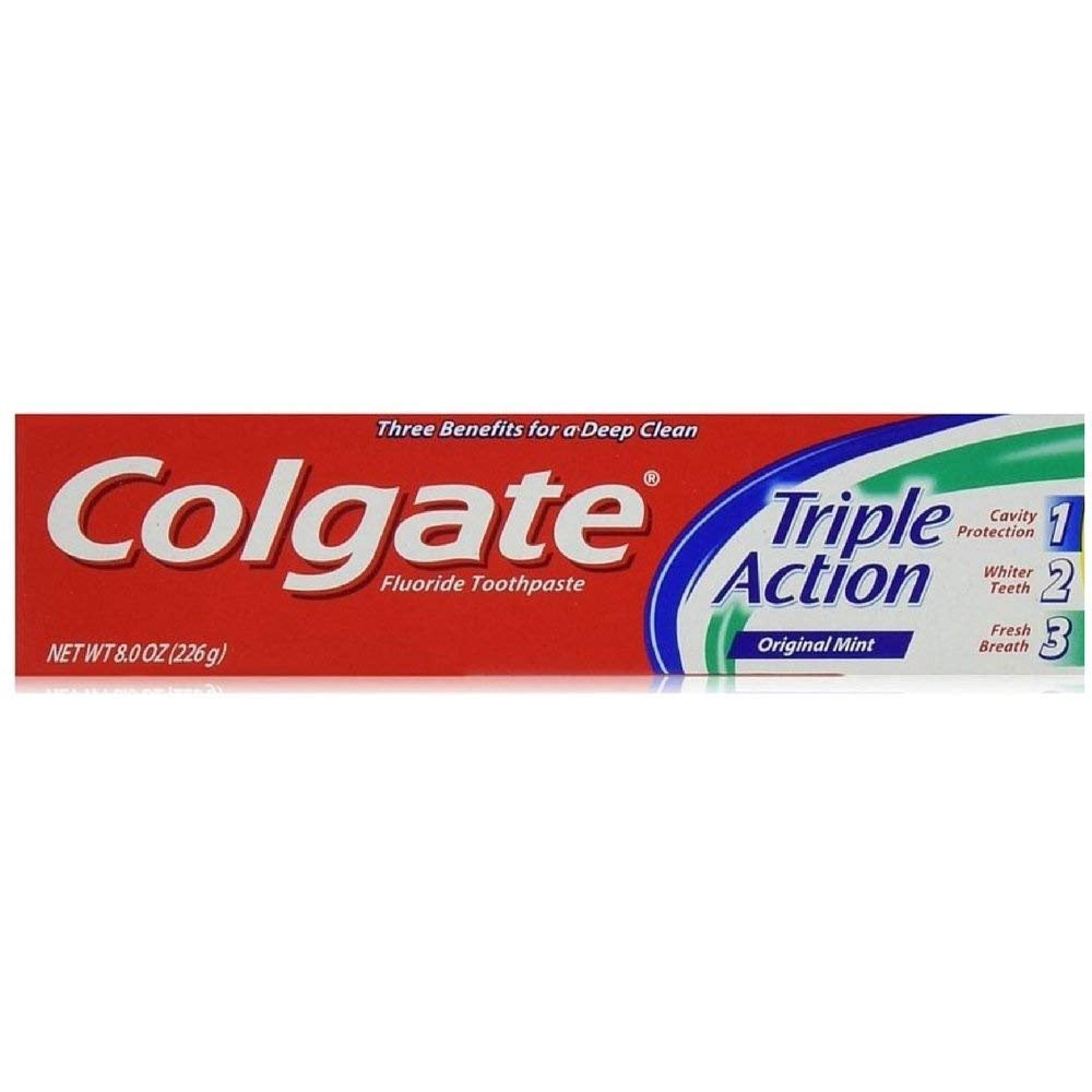 Colgate Triple Action Toothpaste, Fluoride, Original Mint - 8 oz