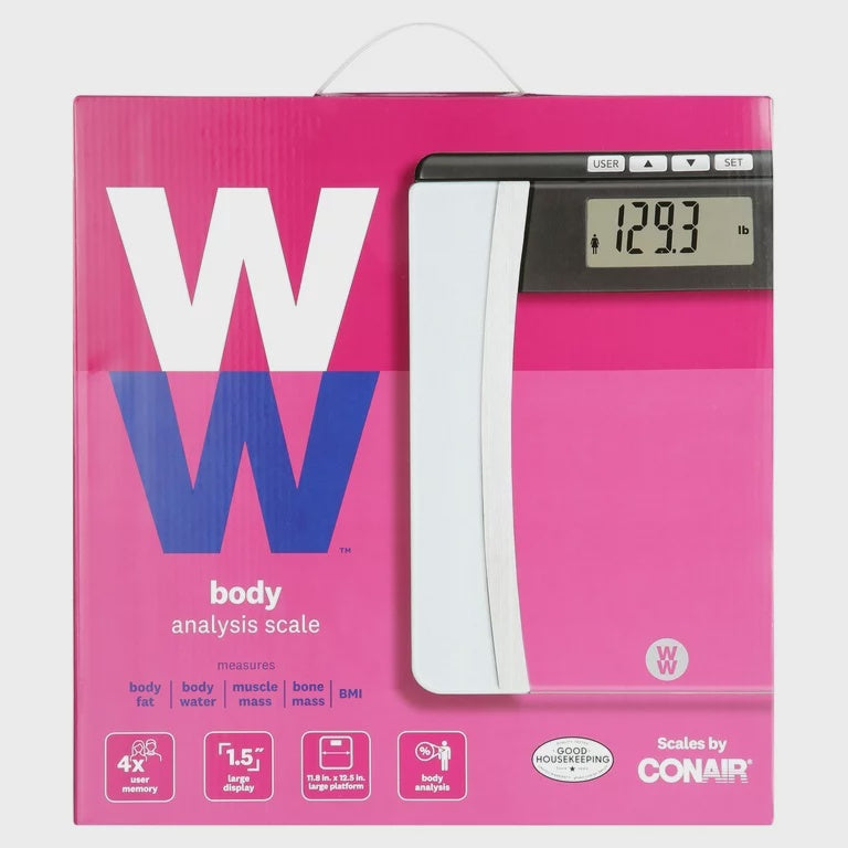 Weight Watchers by Conair Body Analysis Glass Bathroom Scale BDY ANLSIS WW701Y