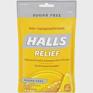HALLS COUGH DROP LOZENGES SUGAR-FREE HONEY LEMON 25 CT